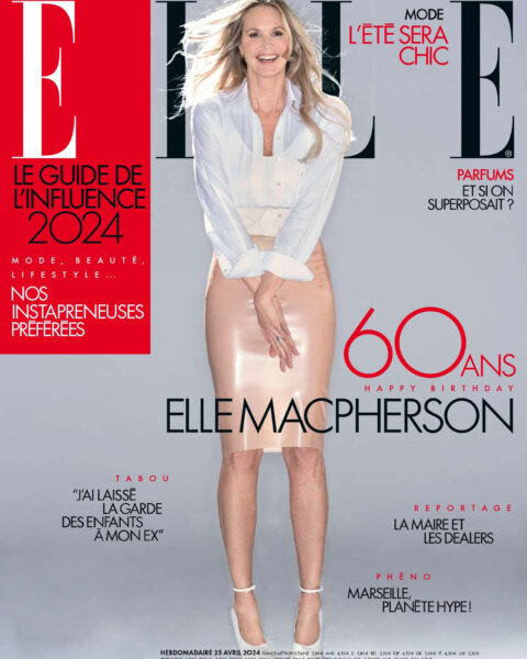 Elle Macpherson covers Elle France April 25th, 2024 by Gilles Bensimon
