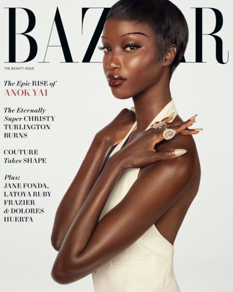 Anok Yai covers Harper’s Bazaar US May 2024 by Ethan James Green