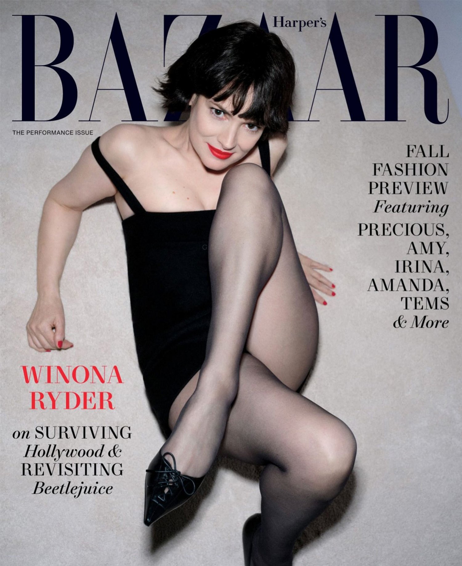 Winona Ryder covers Harper's Bazaar US August 2024 by Liv Liberg fashionotography